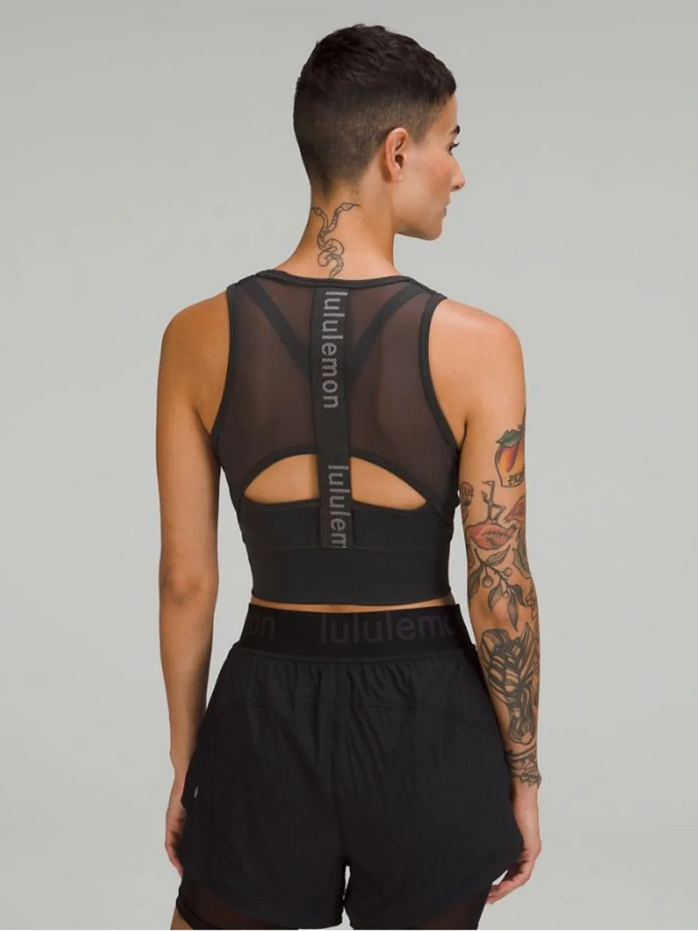 Lululemon Mesh-Back Training Cropped Tank Top *Graphic (Graphite Grey) Size 2